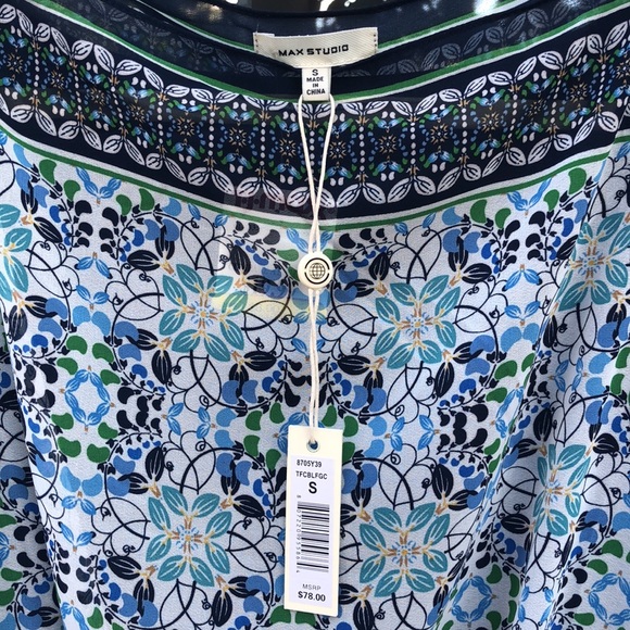 MAX STUDIO Batwing kimono floral scarf print  top size S - Picture 3 of 13